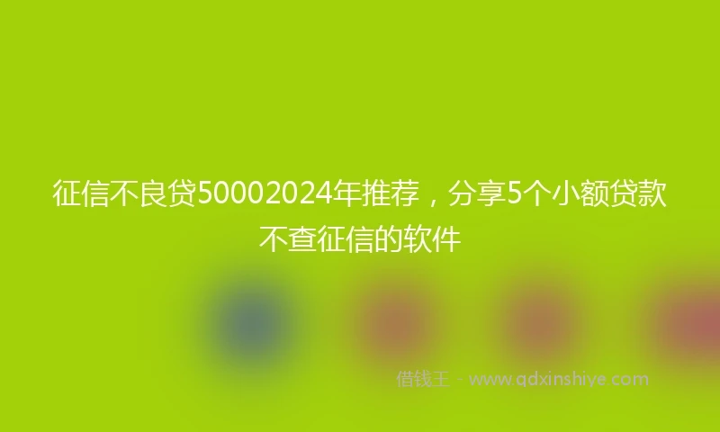 征信不良贷50002024年推荐，分享5个小额贷款不查征信的软件
