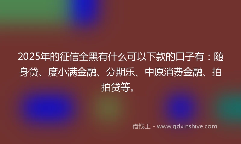 2025年的征信全黑有什么可以下款的口子有：随身贷、度小满金融、分期乐、中原消费金融、拍拍贷等。