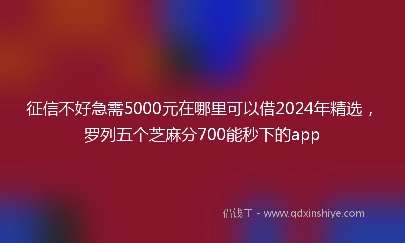 征信不好急需5000元在哪里可以借2024年精选，罗列五个芝麻分700能秒下的app