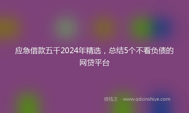应急借款五千2024年精选，总结5个不看负债的网贷平台