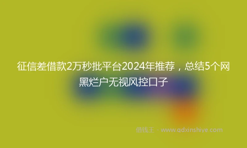 征信差借款2万秒批平台2024年推荐，总结5个网黑烂户无视风控口子