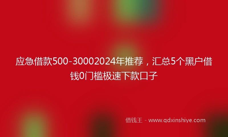 应急借款500-30002024年推荐，汇总5个黑户借钱0门槛极速下款口子