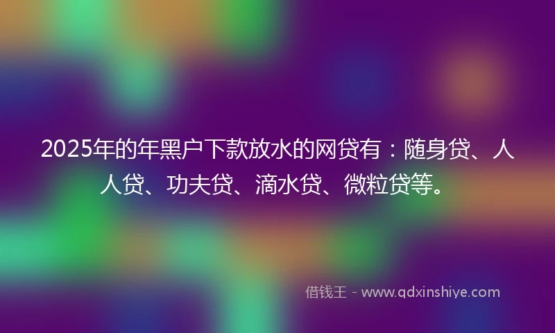 2025年的年黑户下款放水的网贷有：随身贷、人人贷、功夫贷、滴水贷、微粒贷等。