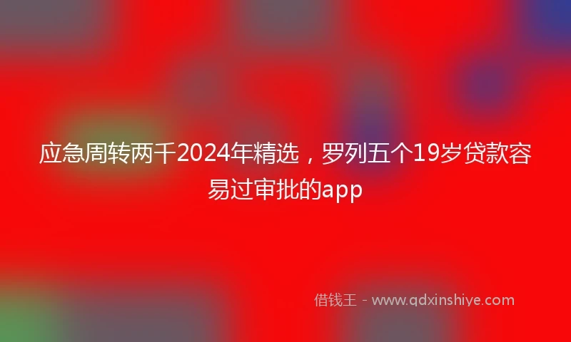 应急周转两千2024年精选，罗列五个19岁贷款容易过审批的app