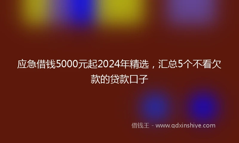 应急借钱5000元起2024年精选，汇总5个不看欠款的贷款口子