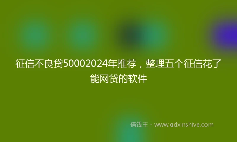 征信不良贷50002024年推荐，整理五个征信花了能网贷的软件