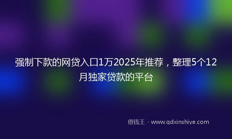 强制下款的网贷入口1万2025年推荐，整理5个12月独家贷款的平台