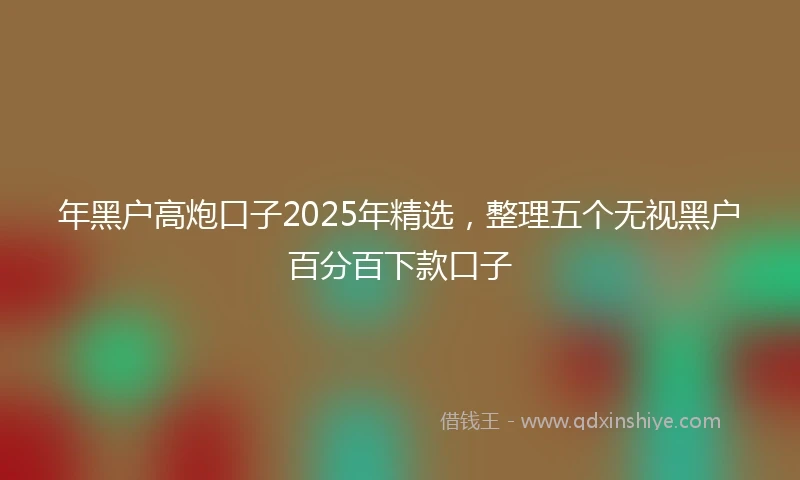 年黑户高炮口子2025年精选，整理五个无视黑户百分百下款口子
