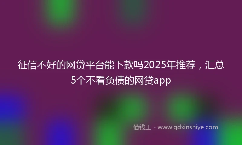 征信不好的网贷平台能下款吗2025年推荐，汇总5个不看负债的网贷app