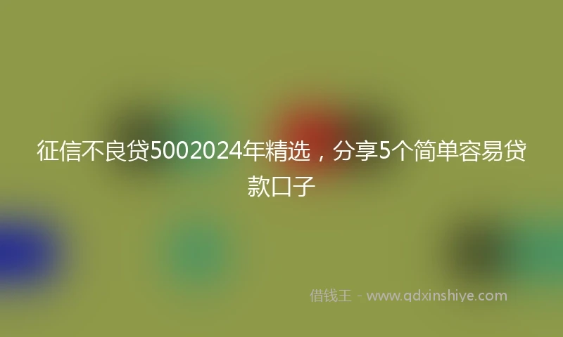 征信不良贷5002024年精选，分享5个简单容易贷款口子