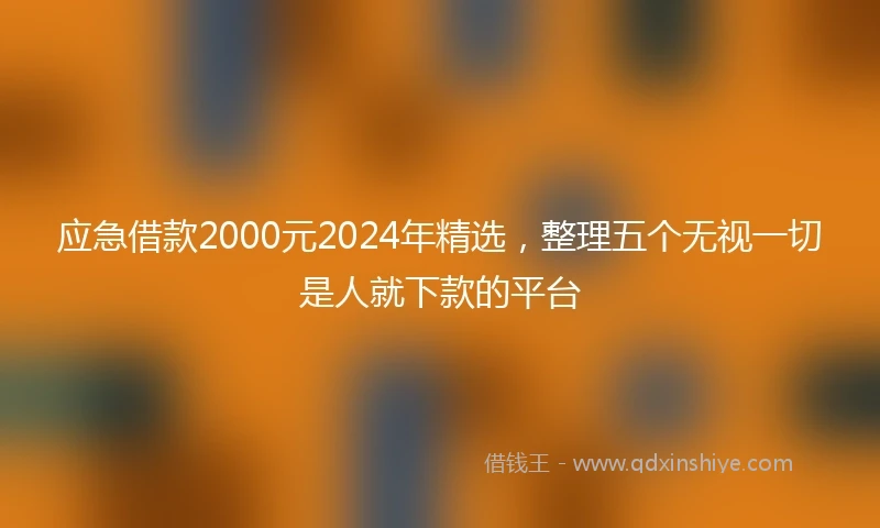 应急借款2000元2024年精选，整理五个无视一切是人就下款的平台