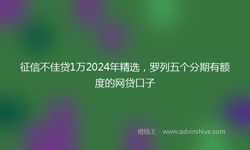 征信不佳贷1万2024年精选，罗列五个分期有额度的网贷口子