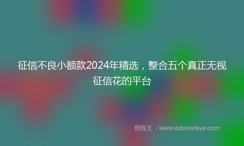 征信不良小额款2024年精选，整合五个真正无视征信花的平台
