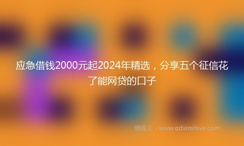 应急借钱2000元起2024年精选，分享五个征信花了能网贷的口子