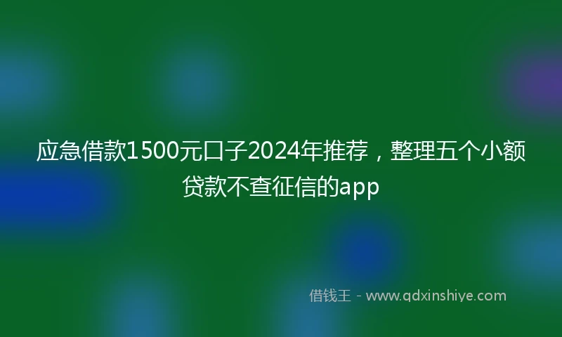 应急借款1500元口子2024年推荐，整理五个小额贷款不查征信的app