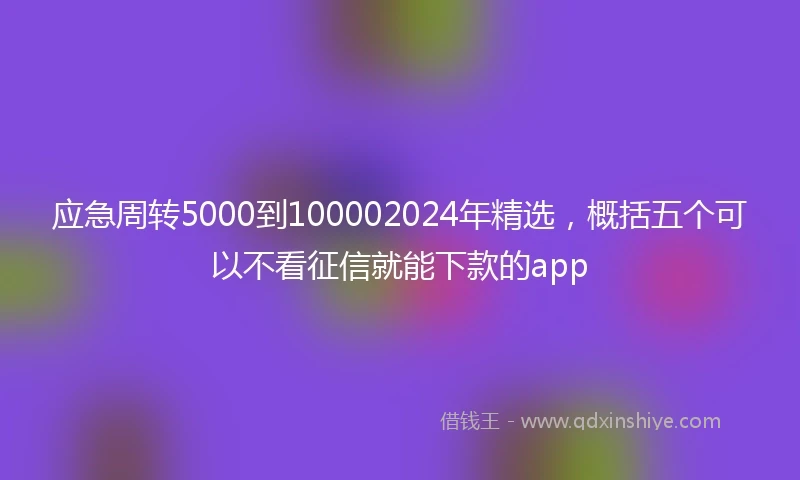 应急周转5000到100002024年精选，概括五个可以不看征信就能下款的app
