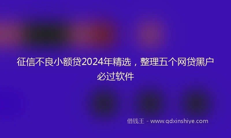 征信不良小额贷2024年精选，整理五个网贷黑户必过软件