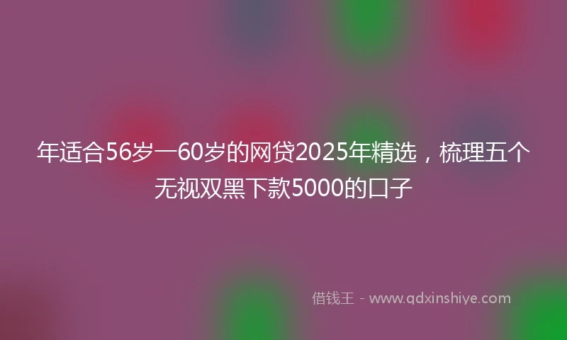 年适合56岁一60岁的网贷2025年精选，梳理五个无视双黑下款5000的口子