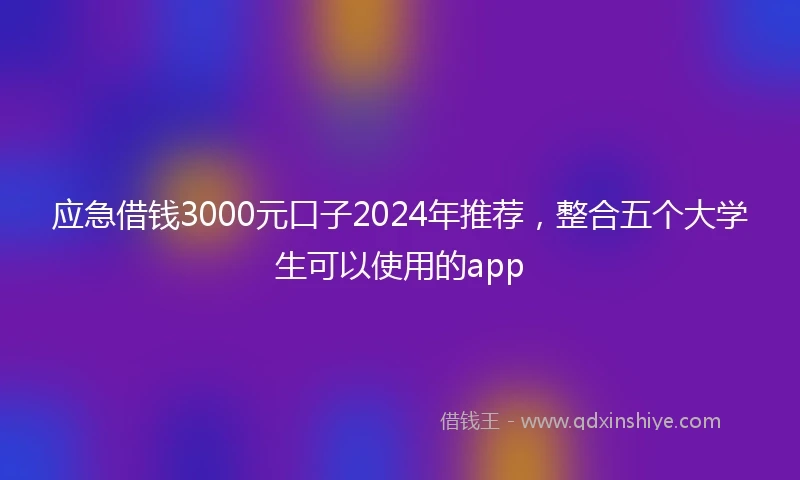 应急借钱3000元口子2024年推荐，整合五个大学生可以使用的app