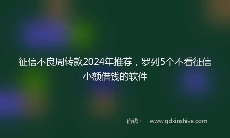 征信不良周转款2024年推荐，罗列5个不看征信小额借钱的软件