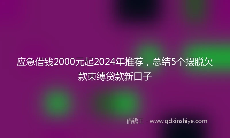 应急借钱2000元起2024年推荐，总结5个摆脱欠款束缚贷款新口子