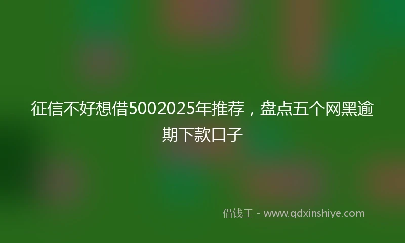 征信不好想借5002025年推荐，盘点五个网黑逾期下款口子