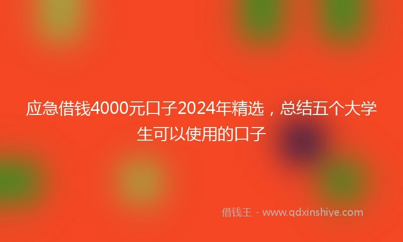 应急借钱4000元口子2024年精选，总结五个大学生可以使用的口子