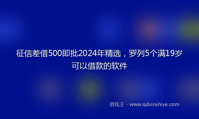 征信差借500即批2024年精选，罗列5个满19岁可以借款的软件