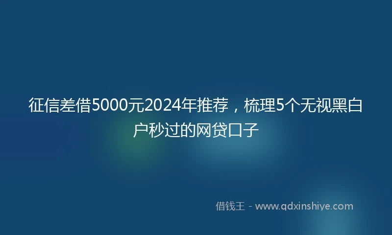 征信差借5000元2024年推荐，梳理5个无视黑白户秒过的网贷口子