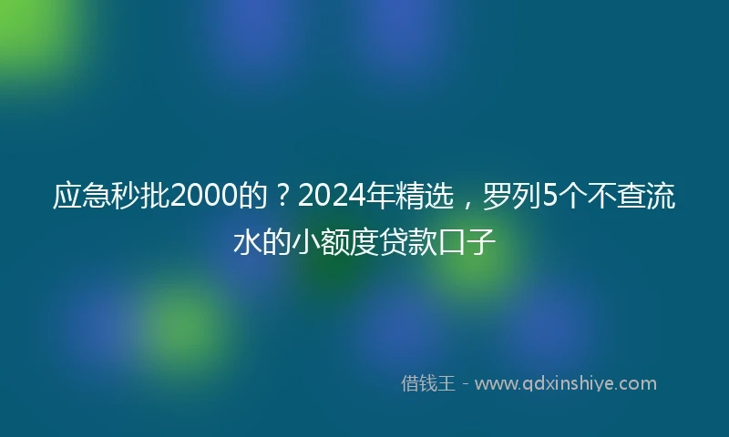 应急秒批2000的？2024年精选，罗列5个不查流水的小额度贷款口子