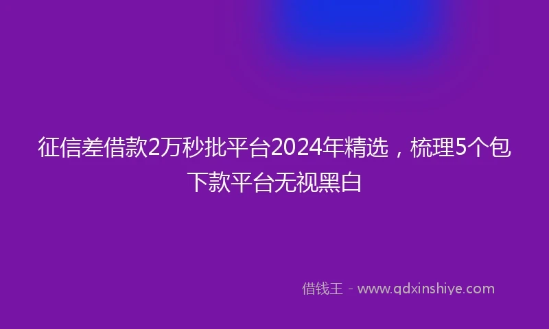 征信差借款2万秒批平台2024年精选，梳理5个包下款平台无视黑白