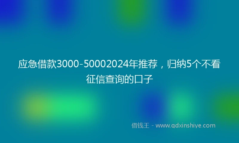 应急借款3000-50002024年推荐，归纳5个不看征信查询的口子