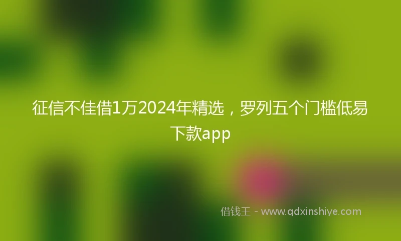 征信不佳借1万2024年精选，罗列五个门槛低易下款app