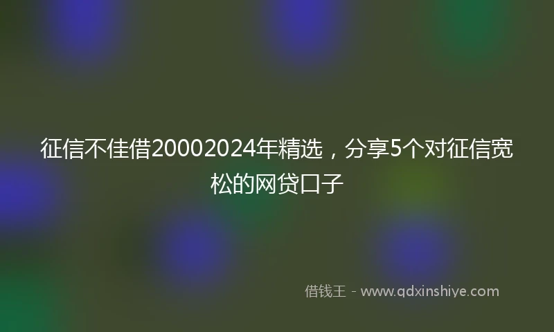征信不佳借20002024年精选，分享5个对征信宽松的网贷口子