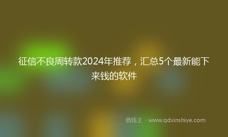 征信不良周转款2024年推荐，汇总5个最新能下来钱的软件