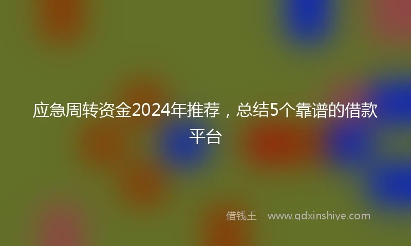 应急周转资金2024年推荐，总结5个靠谱的借款平台