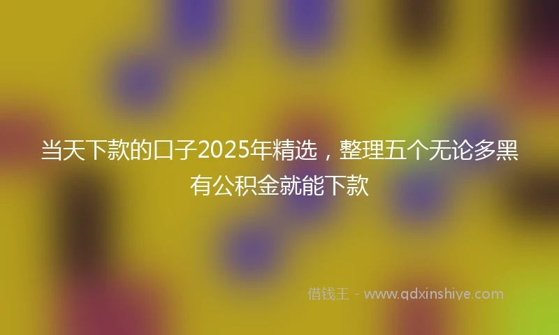 当天下款的口子2025年精选，整理五个无论多黑有公积金就能下款