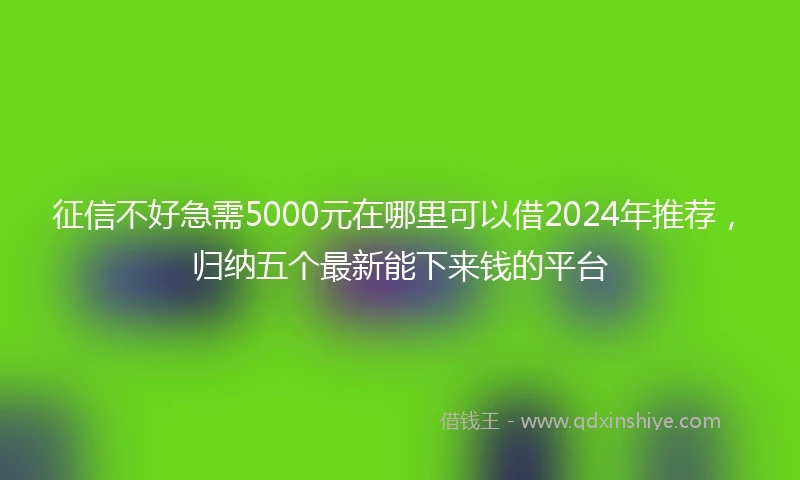 征信不好急需5000元在哪里可以借2024年推荐，归纳五个最新能下来钱的平台