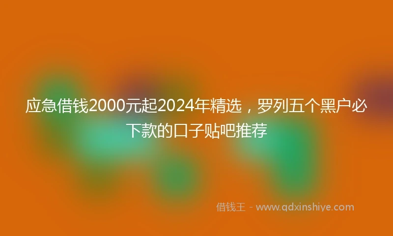 应急借钱2000元起2024年精选，罗列五个黑户必下款的口子贴吧推荐