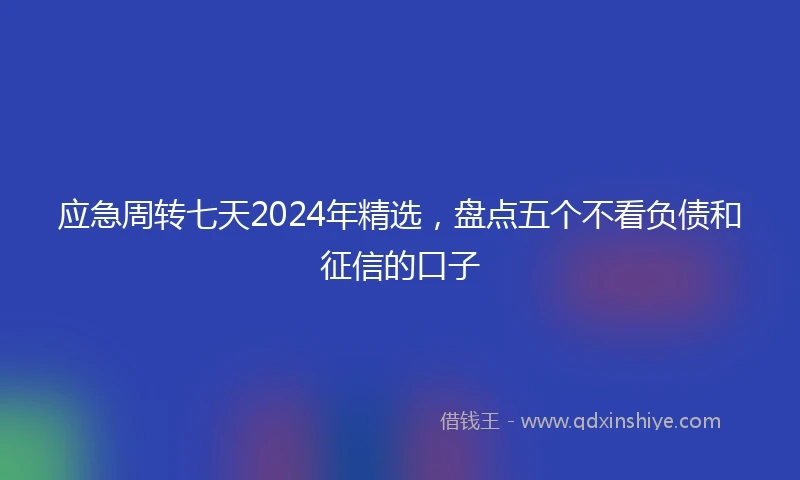 应急周转七天2024年精选，盘点五个不看负债和征信的口子