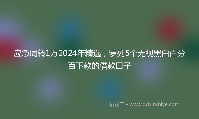 应急周转1万2024年精选，罗列5个无视黑白百分百下款的借款口子