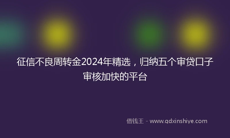 征信不良周转金2024年精选，归纳五个审贷口子审核加快的平台