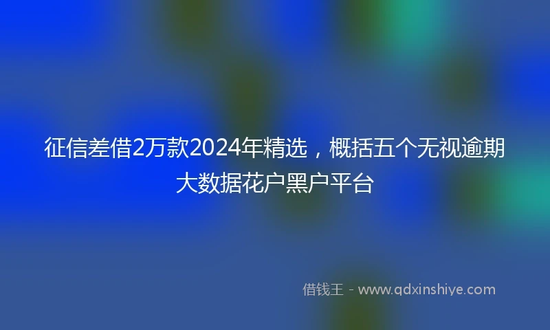征信差借2万款2024年精选，概括五个无视逾期大数据花户黑户平台
