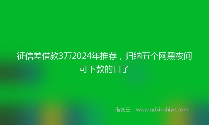 征信差借款3万2024年推荐，归纳五个网黑夜间可下款的口子