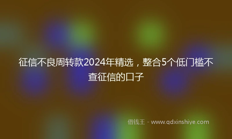 征信不良周转款2024年精选，整合5个低门槛不查征信的口子