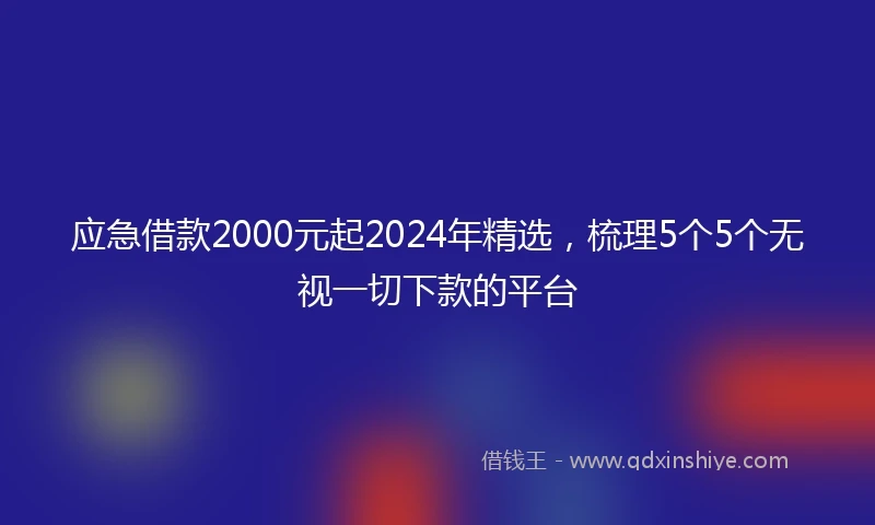 应急借款2000元起2024年精选，梳理5个5个无视一切下款的平台