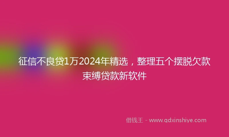 征信不良贷1万2024年精选，整理五个摆脱欠款束缚贷款新软件