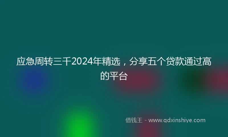 应急周转三千2024年精选，分享五个贷款通过高的平台
