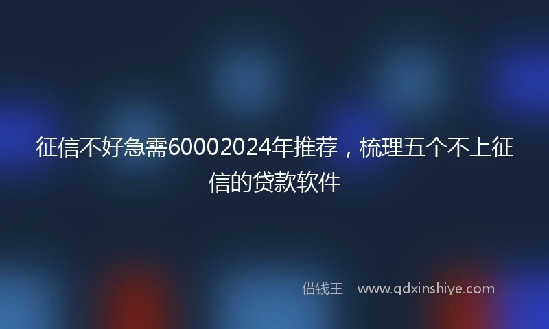 征信不好急需60002024年推荐，梳理五个不上征信的贷款软件