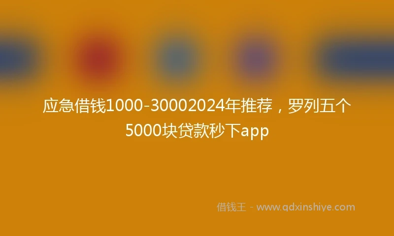 应急借钱1000-30002024年推荐，罗列五个5000块贷款秒下app